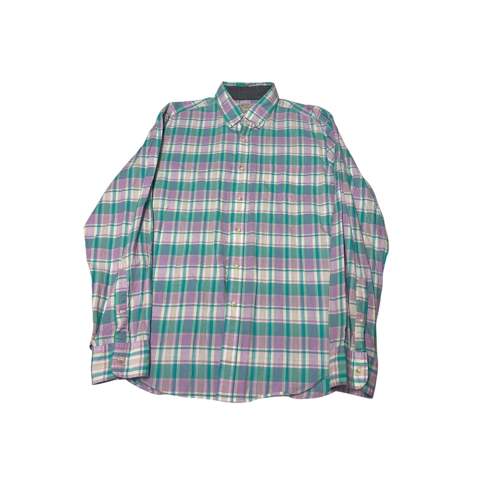 J. Crew Mens XL Tailored‎ Plaid Button Down Shirt Purple Teal Cotton 7765